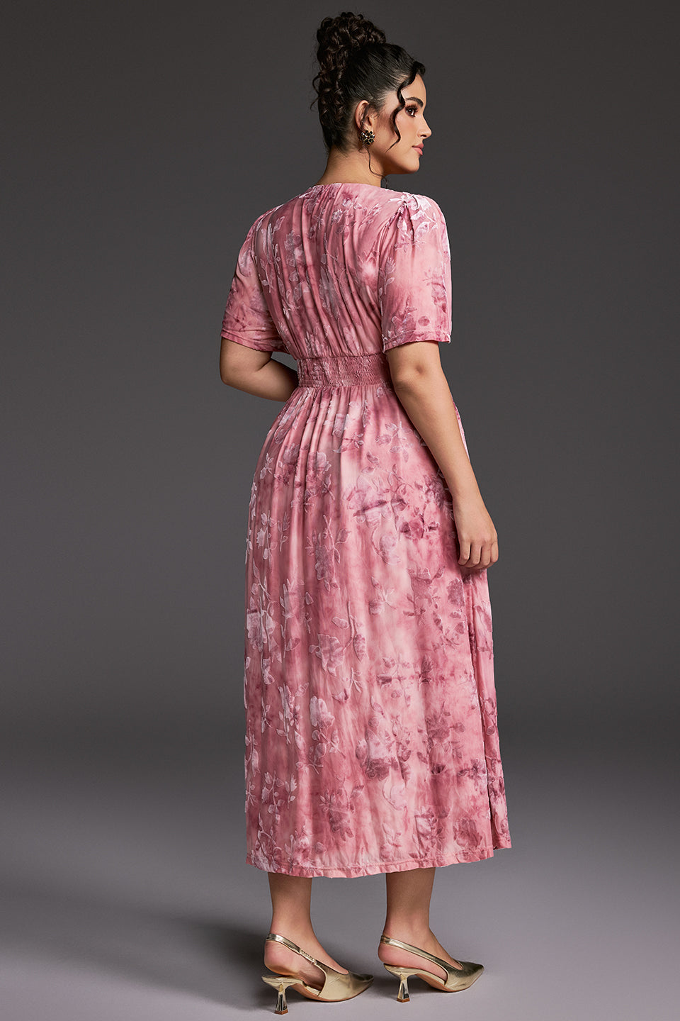 Curveins Plus Size Velvet Plain Maxi Dress