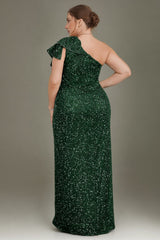 Curveins Plus Size Sequin One Shoulder Formal Dress