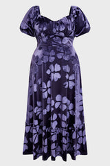 Curveins Plus Size V-Neck Short Sleeves Floral Print Maxi Dress