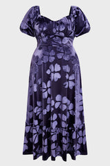 Curveins Plus Size V-Neck Short Sleeves Floral Print Maxi Dress