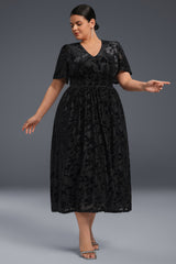 Curveins Plus Size Velvet Plain Maxi Dress