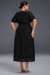 Curveins Plus Size Velvet Plain Maxi Dress