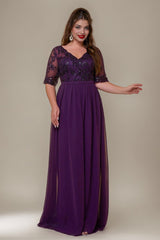 Curveins Plus Size V-Neck Sequin Floral Patchwork Maxi Dress