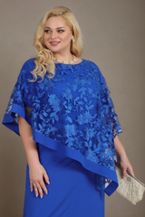 Curveins Plus Size Ruffle Sleeve Embroidered Fitted Midi Dress
