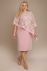 Curveins Plus Size Ruffle Sleeve Embroidered Fitted Midi Dress