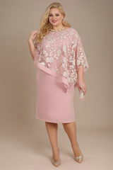 Curveins Plus Size Ruffle Sleeve Embroidered Fitted Midi Dress