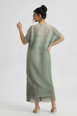Curveins Plus Size Round Neck Short Sleeve Robe and Wide-Leg Pants Set