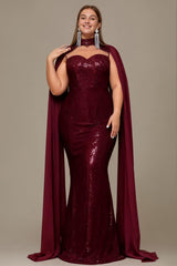 Curveins Glamorous Plus Size Off-Shoulder Sequin Bodycon Maxi Dress