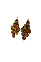 Curveinse Leopard Print Leaf Tassel Boho Statement Earrings