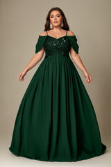 Curveins Plus Size Off-Shoulder Short Sleeve A-Line Maxi Dress