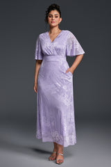 Curveins Plus Size Black Lace Maxi Dress for Evening Wear & Formal Events
