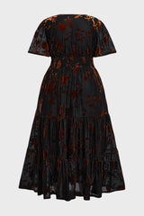 Curveins Plus Size Velvet V-Neck Ruched Dress