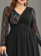 Curveins Plus Size V-Neck Sequin Bodycon Maxi Dress
