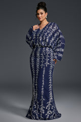 Curveins Plus Size V-Neck Vertical Sequin Bodycon Maxi Dress Elegant Evening Wear