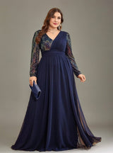 Curveins Plus Size V-Neck Sequin Bodycon Maxi Dress