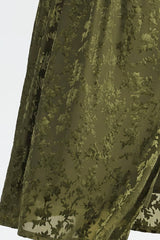Curveins Plus Size Green Floral Velvet Maxi Dress