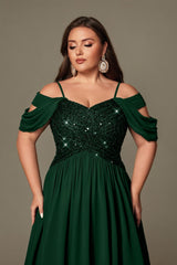 Curveins Plus Size Off-Shoulder Short Sleeve A-Line Maxi Dress