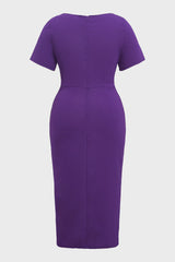 Curveins Elegant Plus Size V-Neck Side Slit Bodycon Maxi Dress