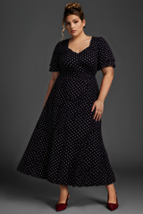 Curveins Plus Size V-Neck Double-Layered Ruffle Sleeve Maxi Dress