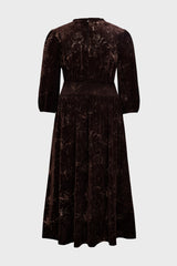 Curveins Plus Size Long Sleeve Velvet Patterned Elegant Flattering Maxi Dress