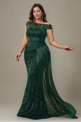 Curveins Plus Size One Shoulder Sleeveless Embroidered Sequin Patchwork Bodycon Maxi Dress