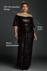 Curveins Plus Size Off-Shoulder Sequin Maxi Dress