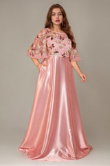Curveins Plus Size Round Neck Batwing Sleeve Ruffle Patchwork Elegant Maxi Dress
