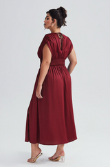Curveins Plus Size Elegant Sleeveless Ruffled Shirred Maxi Dress