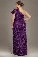 Curveins Plus Size Sequin One Shoulder Formal Dress