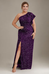 Curveins Plus Size Sequin One Shoulder Formal Dress