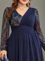 Curveins Plus Size V-Neck Sequin Bodycon Maxi Dress