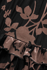 Curveins Plus Size Velvet V-Neck Lantern Sleeve Tiered Maxi Dress