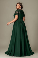 Curveins Plus Size Strapless Embroidered Short Sleeve Waist Cinch A-Line Maxi Dress