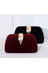 Curveins Elegant Velvet Metal Leaf Clutch Chic Compact Design Bag