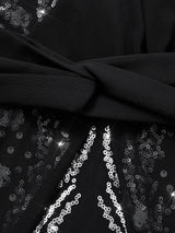 Curveins Plus Size Round Neck Ruffle Floral Sleeve Sequin Maxi Dress