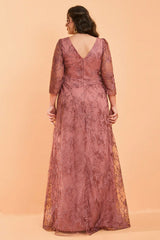Curveins Plus Size Elegant V-Neck Floral Sequin Dress with Defined Waist