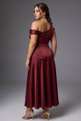 Curveins Plus Size One Shoulder Sleeveless Cinched Waist Elegant Maxi Dress