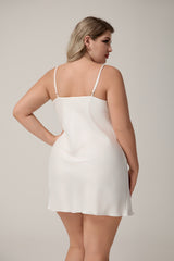 Curveins Plus Size Mid-Panel Lace Spaghetti Strap Sleep Top, Sexy Comfortable Nightwear