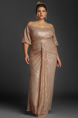 Curveins Plus Size Off-Shoulder Sequin Maxi Dress