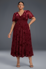 Curveins Plus Size Velvet Plain Maxi Dress
