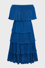 Curveins Plus Size Off-Shoulder Pleated Tiered Maxi Dress