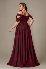 Curveins Plus Size Off-Shoulder Short Sleeve A-Line Maxi Dress