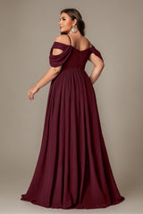 Curveins Plus Size Off-Shoulder Short Sleeve A-Line Maxi Dress