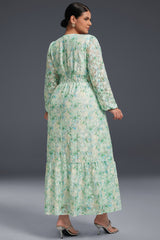 Curveins Plus Size V-Neck Floral Maxi Dress