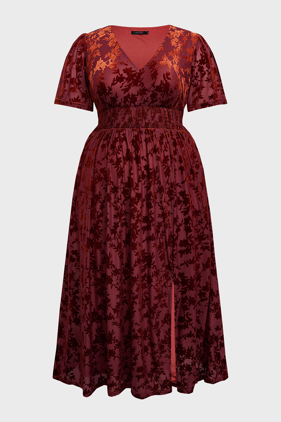 Curveins Plus Size Velvet Plain Maxi Dress