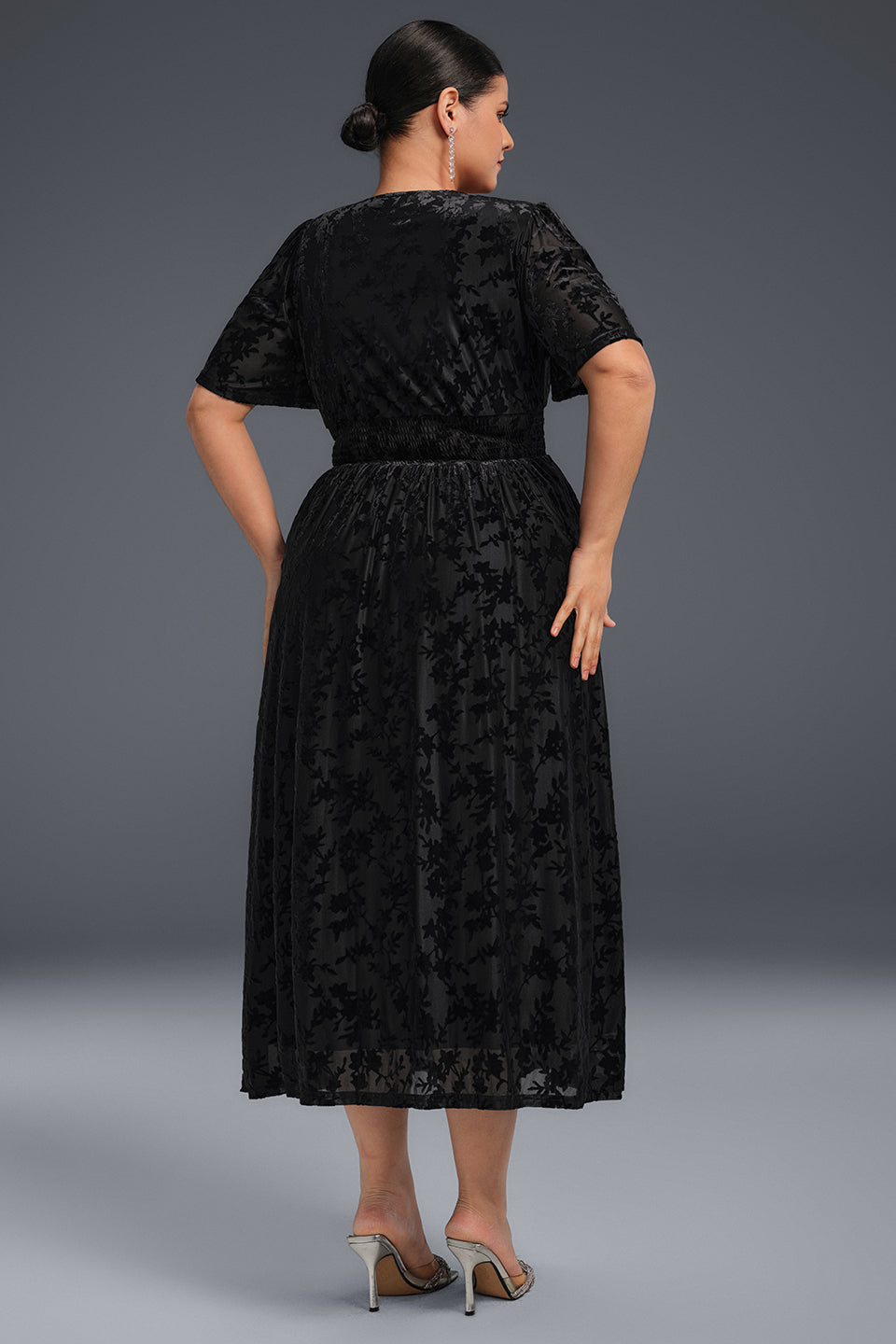 Curveins Plus Size Velvet Plain Maxi Dress