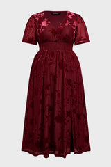 Curveins Plus Size Velvet Plain Maxi Dress