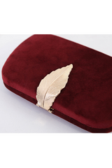 Curveins Elegant Velvet Metal Leaf Clutch Chic Compact Design Bag