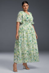 Curveins Plus Size V-Neck Floral Print Maxi Dress