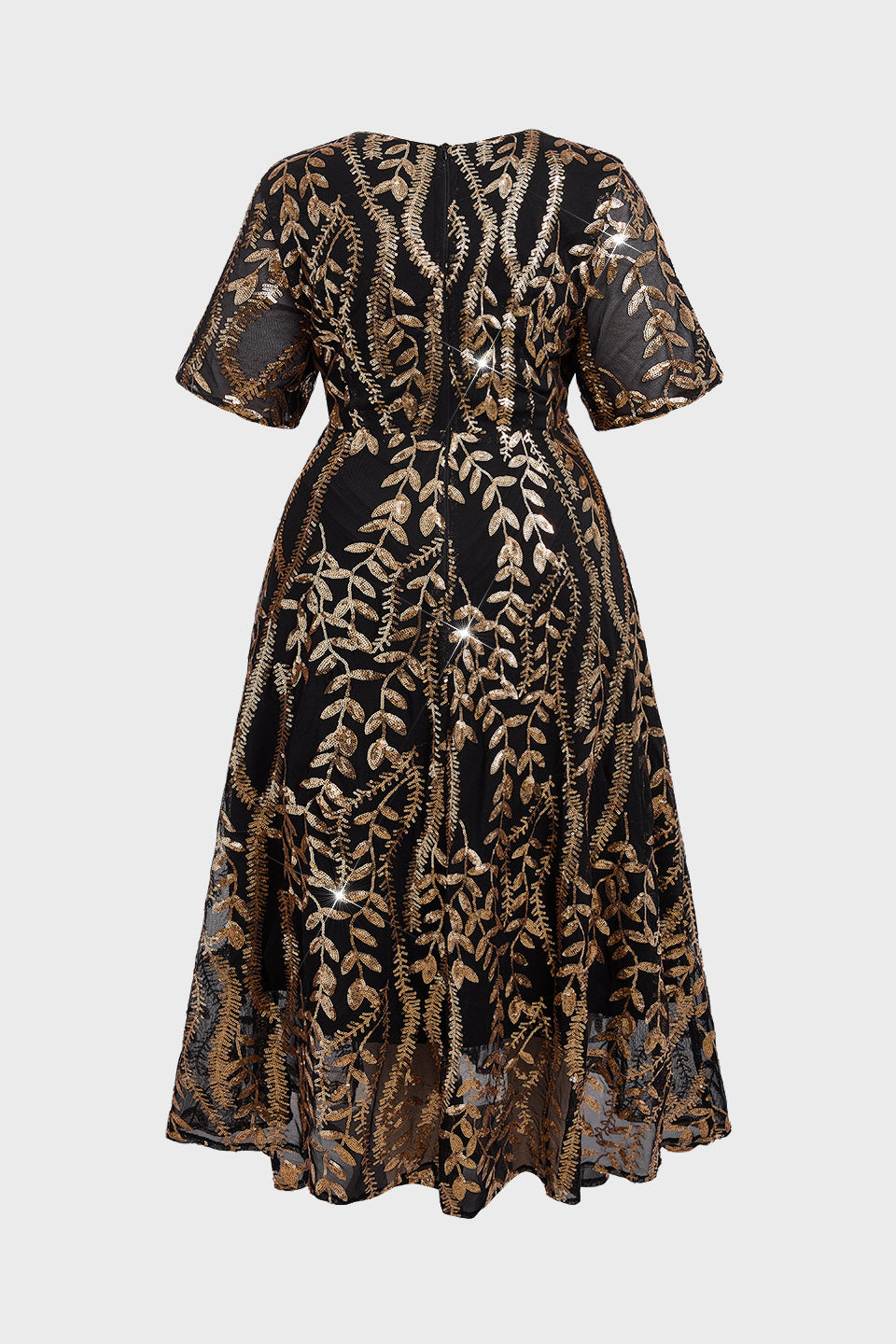 Curveins Plus Size V-Neck Lantern Sleeve Floral Print Midi Dress